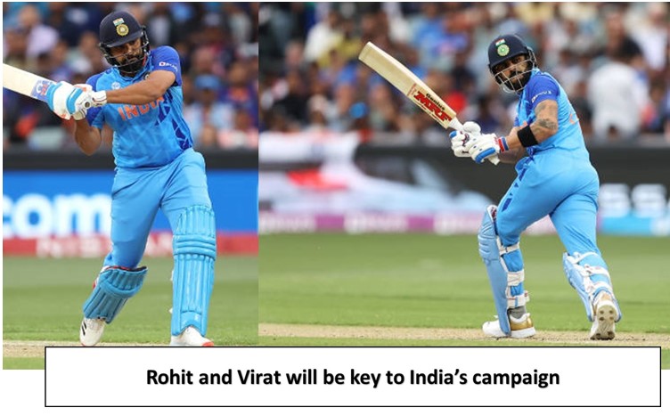 Rohit and virat will be key to india's campaign