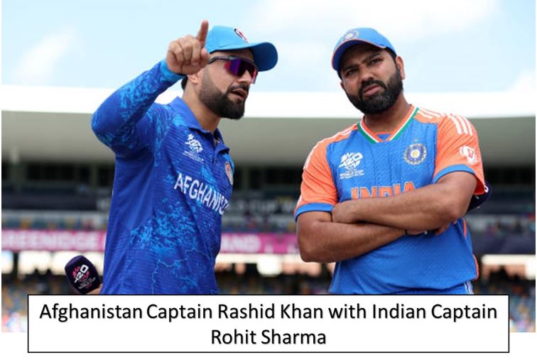 afghanistan captian Rashid khan with Indian captain Rohit sharma