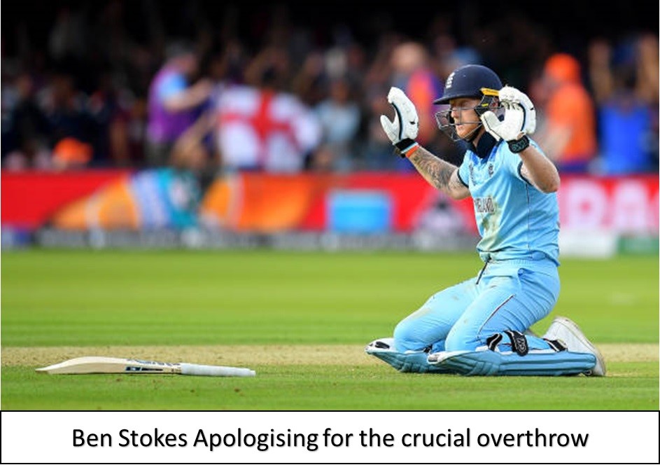 ben stokes apologising for the crucial overthrow