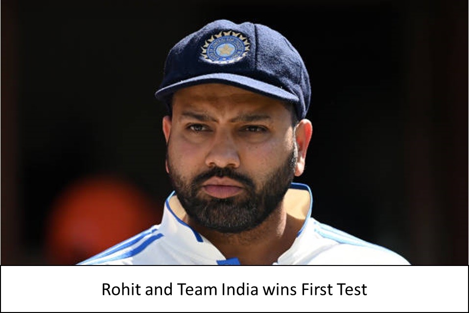 rohit and team india wins first test